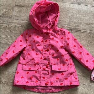 Joe Fresh Pink Raincoat with Red Heart Print